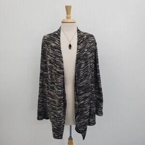 Catherines Womens Open Front Knit Cardigan Sweater Size‎ 0X (14/16) Black White